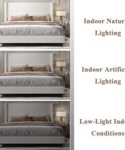 King Size Upholstered Bed Frame with Solid Wood Legs