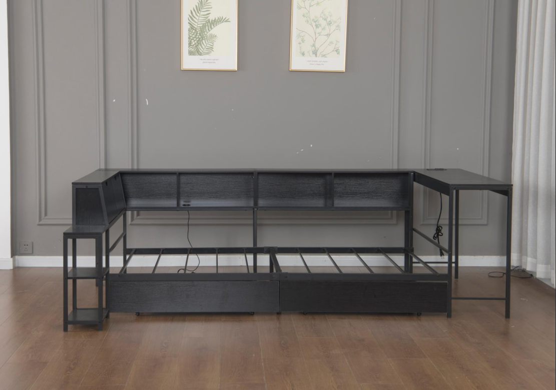 Full Size Bed Frame With Bookcase