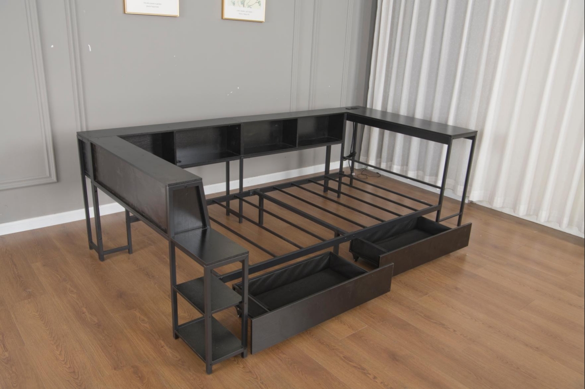 Full Size Bed Frame With Bookcase