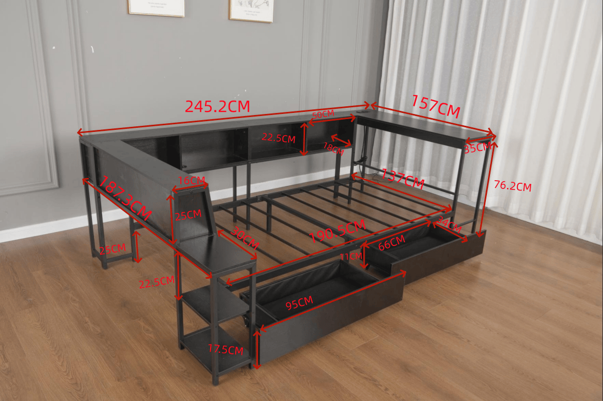 Full Size Bed Frame With Bookcase