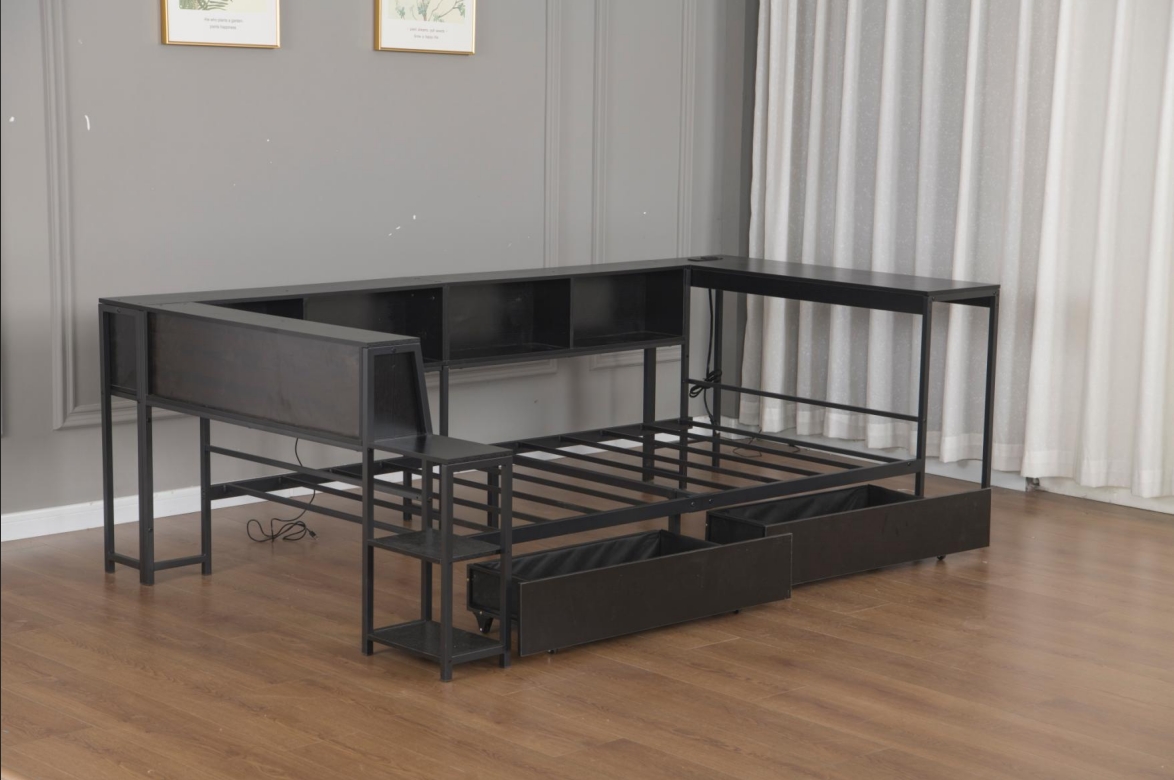 Full Size Bed Frame With Bookcase