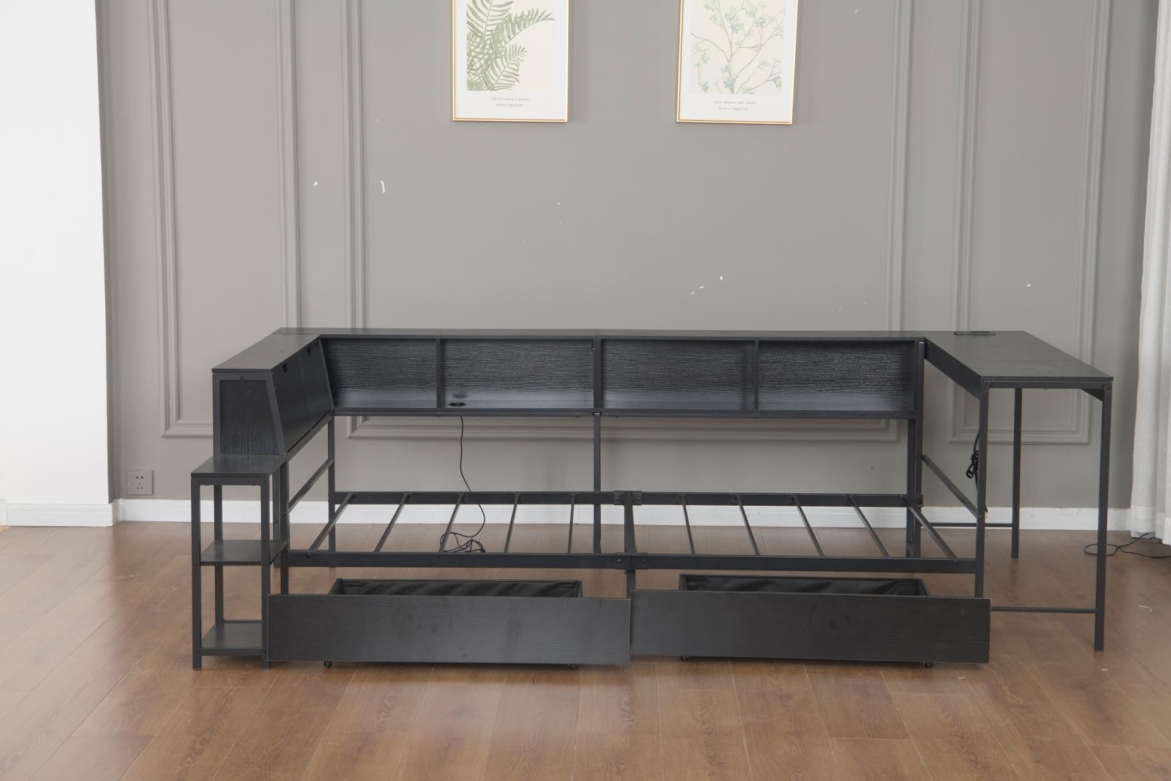Full Size Bed Frame With Bookcase