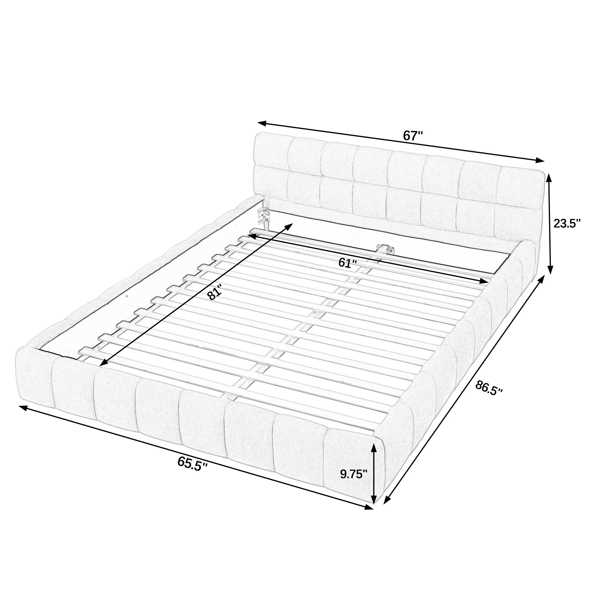 Queen Size Upholstered Bed Frame