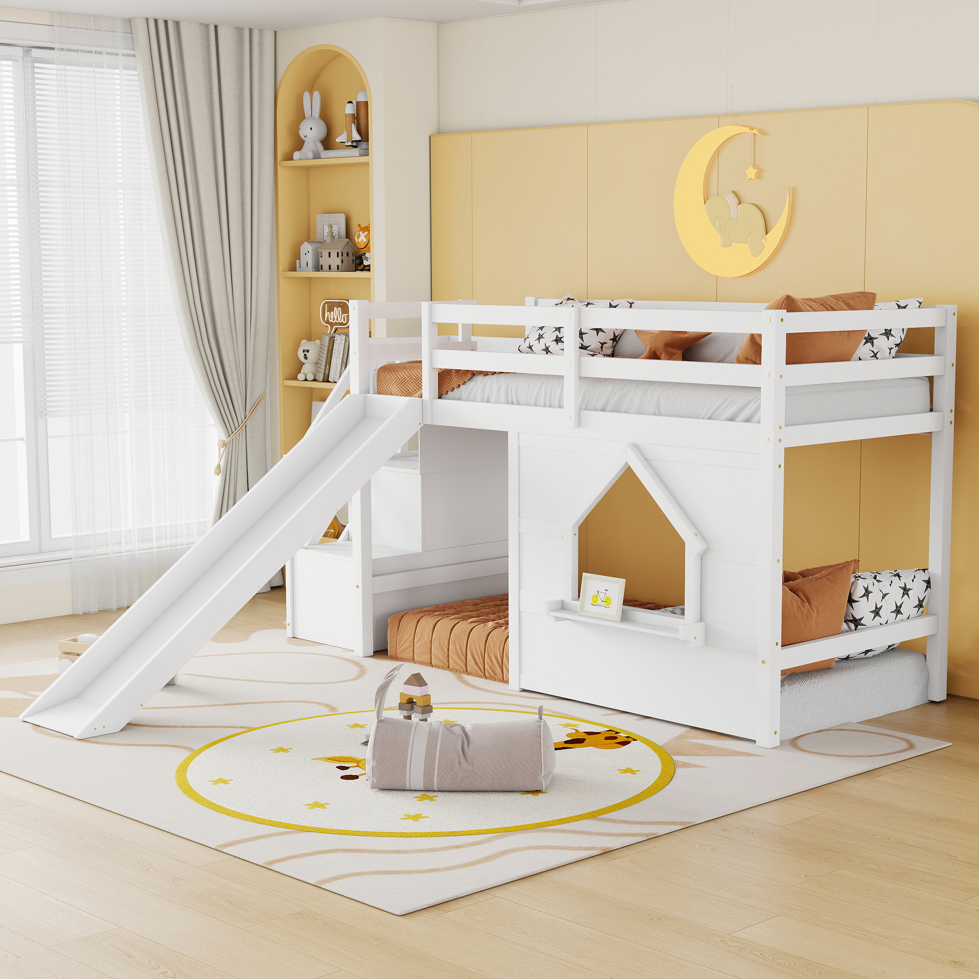 Solid Pine Wood Low Loft Bed Frame