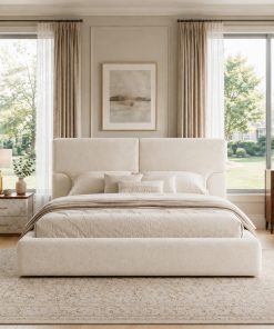 Queen Platform Bed Frame With Padded Polyester Headboard