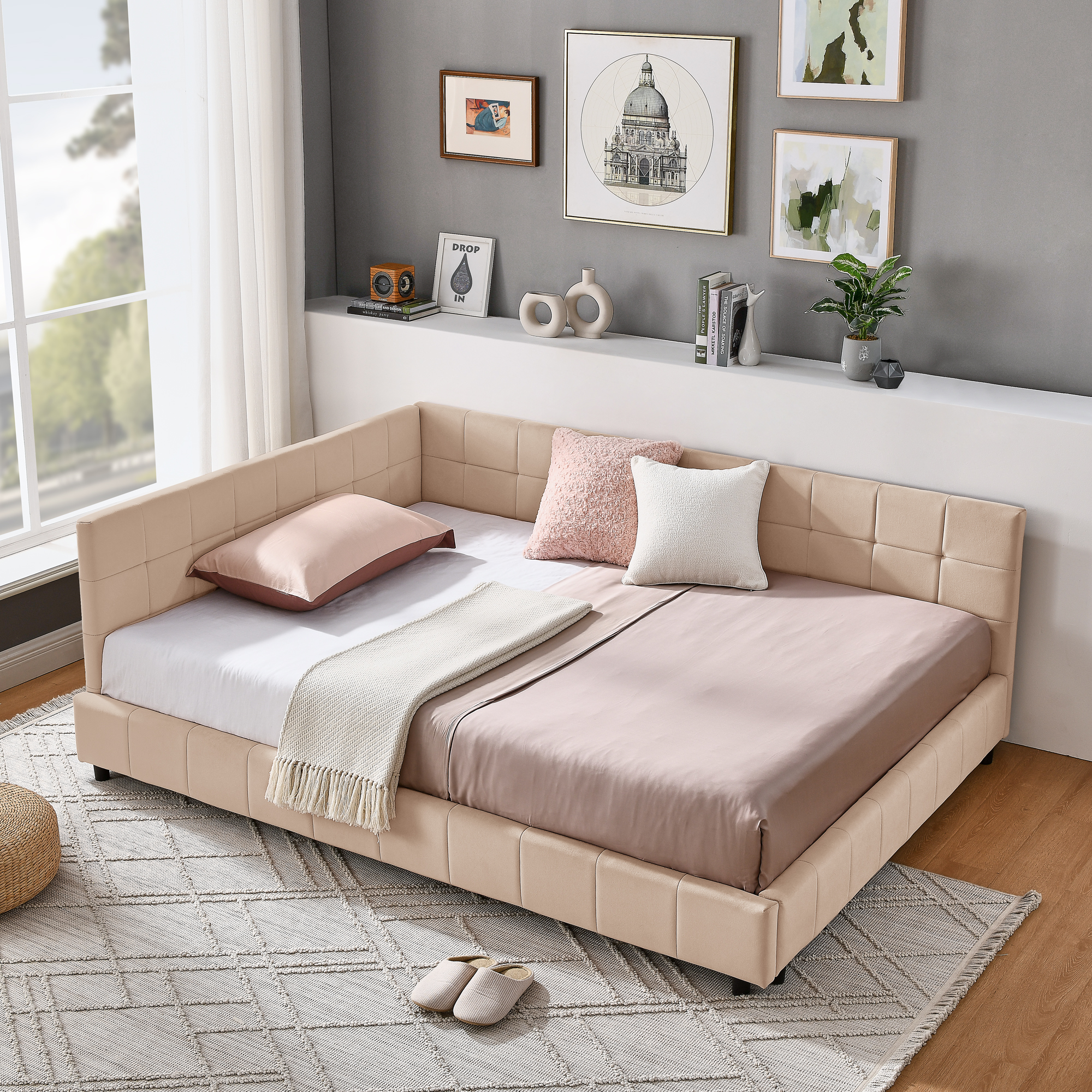 Full Size Upholstered Tufted Bed Frame