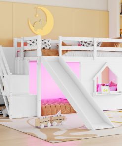 Solid Pine Wood Low Loft Bed Frame