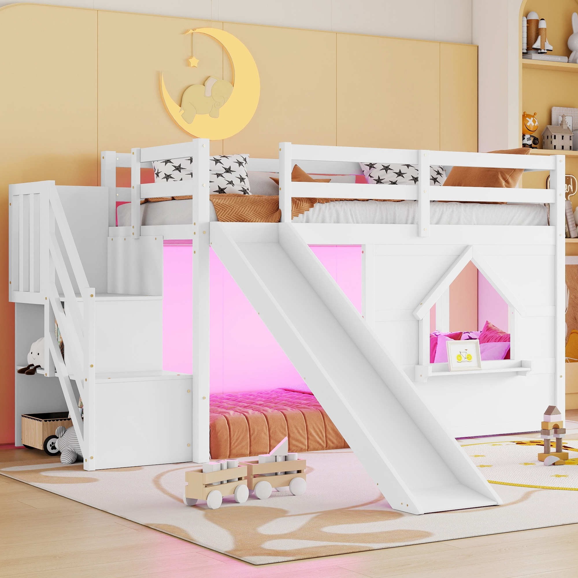 Solid Pine Wood Low Loft Bed Frame