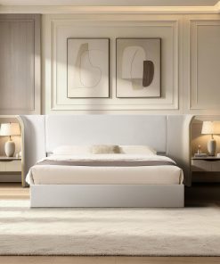 King Size Luxury Wing‑Back Upholstered Bed Frame