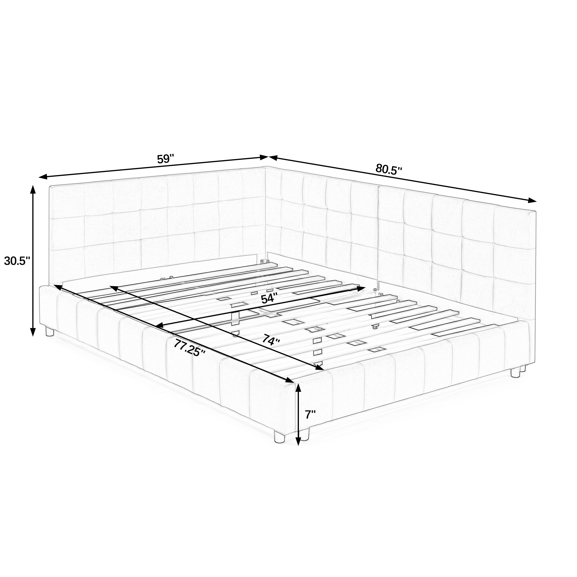 Full Size Upholstered Tufted Bed Frame