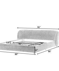King Size Boucle Fabric Upholstered Bed Frame