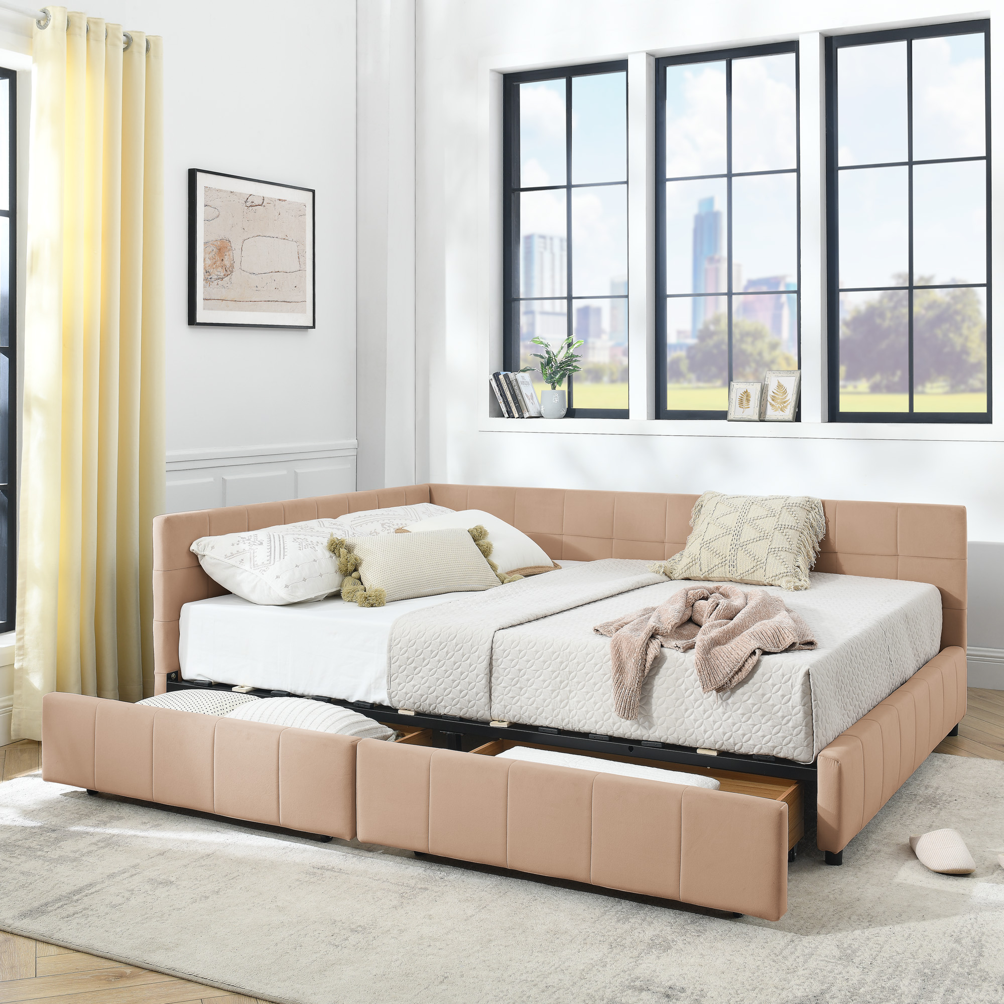 Queen Size Storage Upholstered Tufted Bed Frame