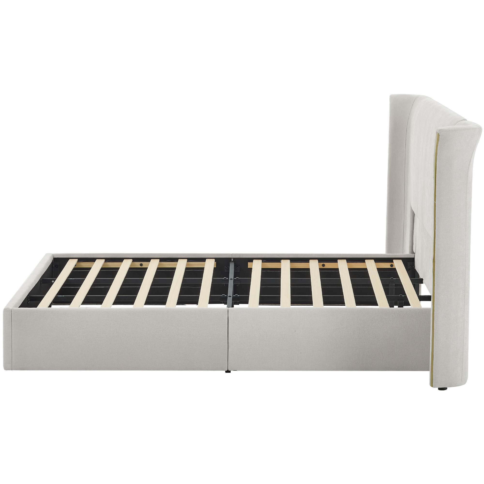 King Size Luxury Wing‑Back Upholstered Bed Frame