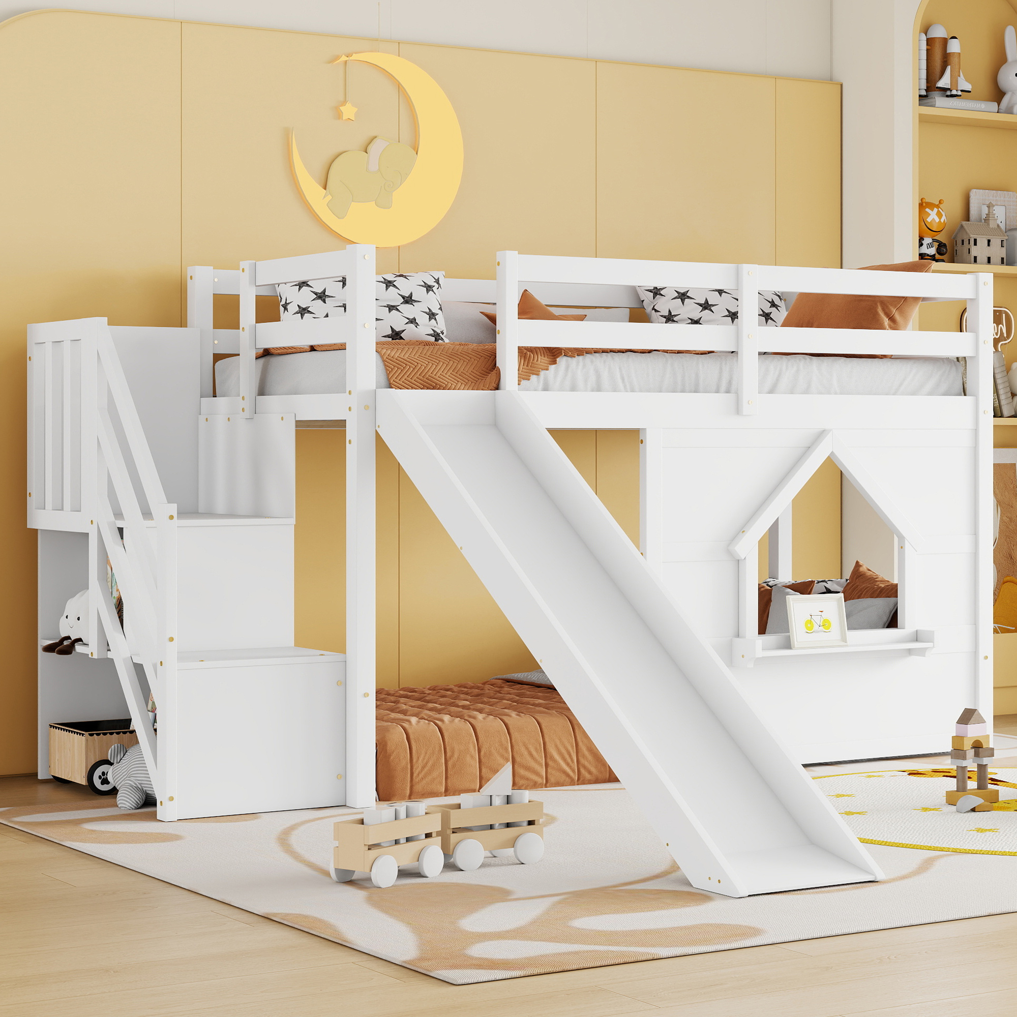 Solid Pine Wood Low Loft Bed Frame