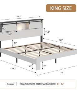 Metal King Size Bed Frame With Charging Station