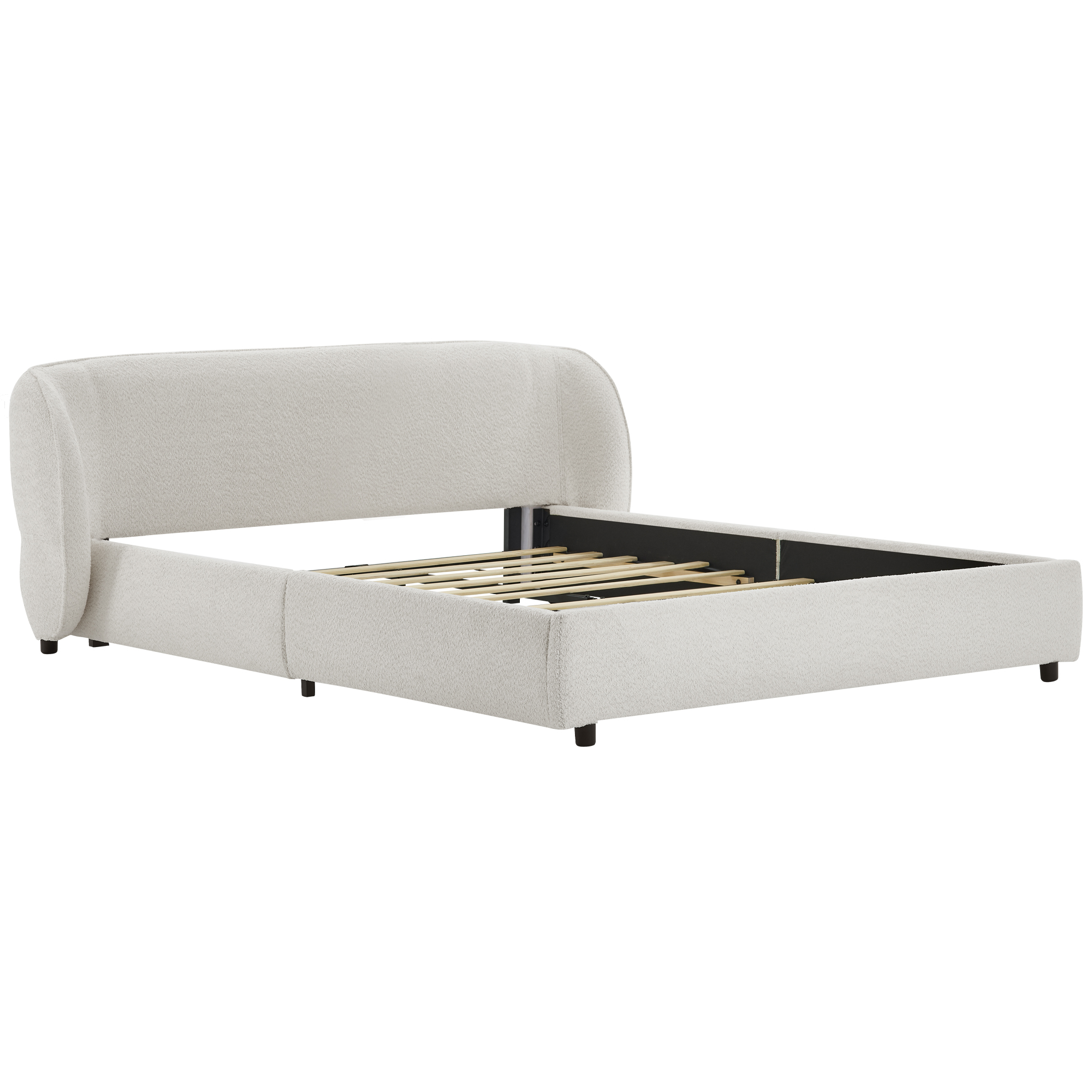 Queen Size Boucle Fabric Upholstered Bed Frame
