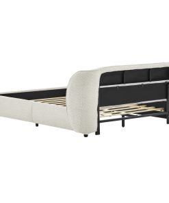 Queen Size Boucle Fabric Upholstered Bed Frame
