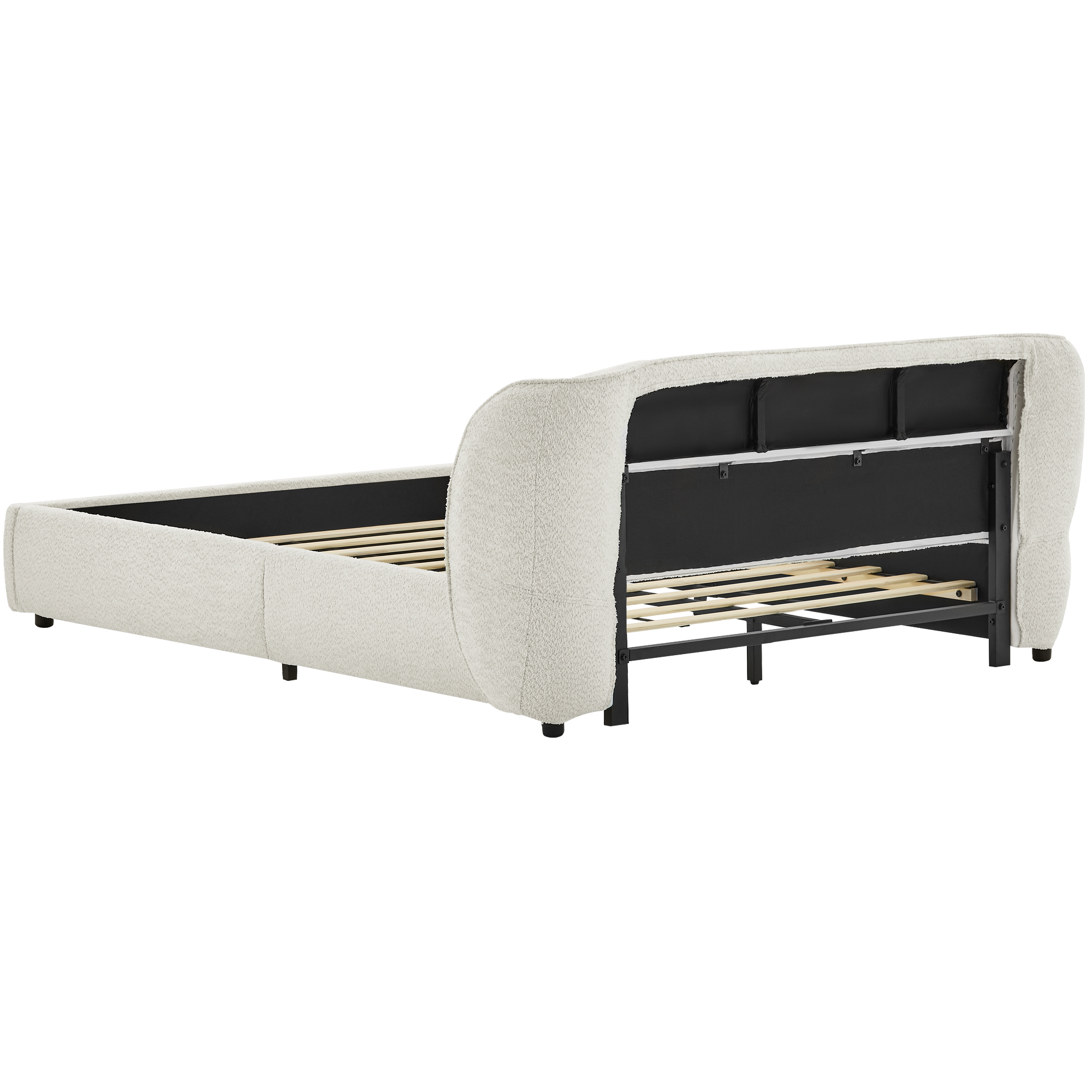 Queen Size Boucle Fabric Upholstered Bed Frame