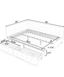 Queen Size Storage Upholstered Tufted Bed Frame
