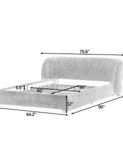 Queen Size Boucle Fabric Upholstered Bed Frame