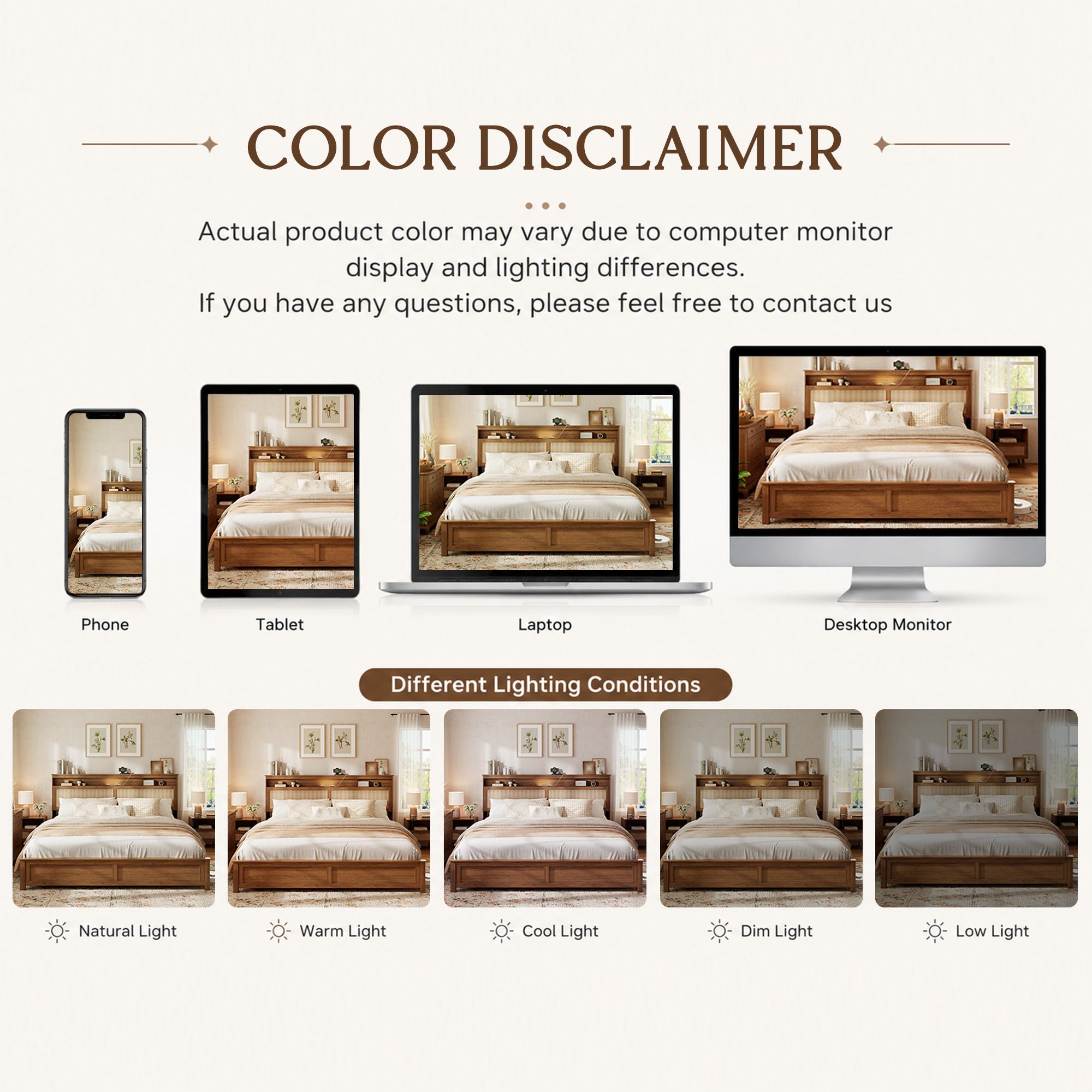 Queen Size Bed Frame with Rattan Headboard