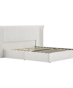 King Size Luxury Wing‑Back Upholstered Bed Frame