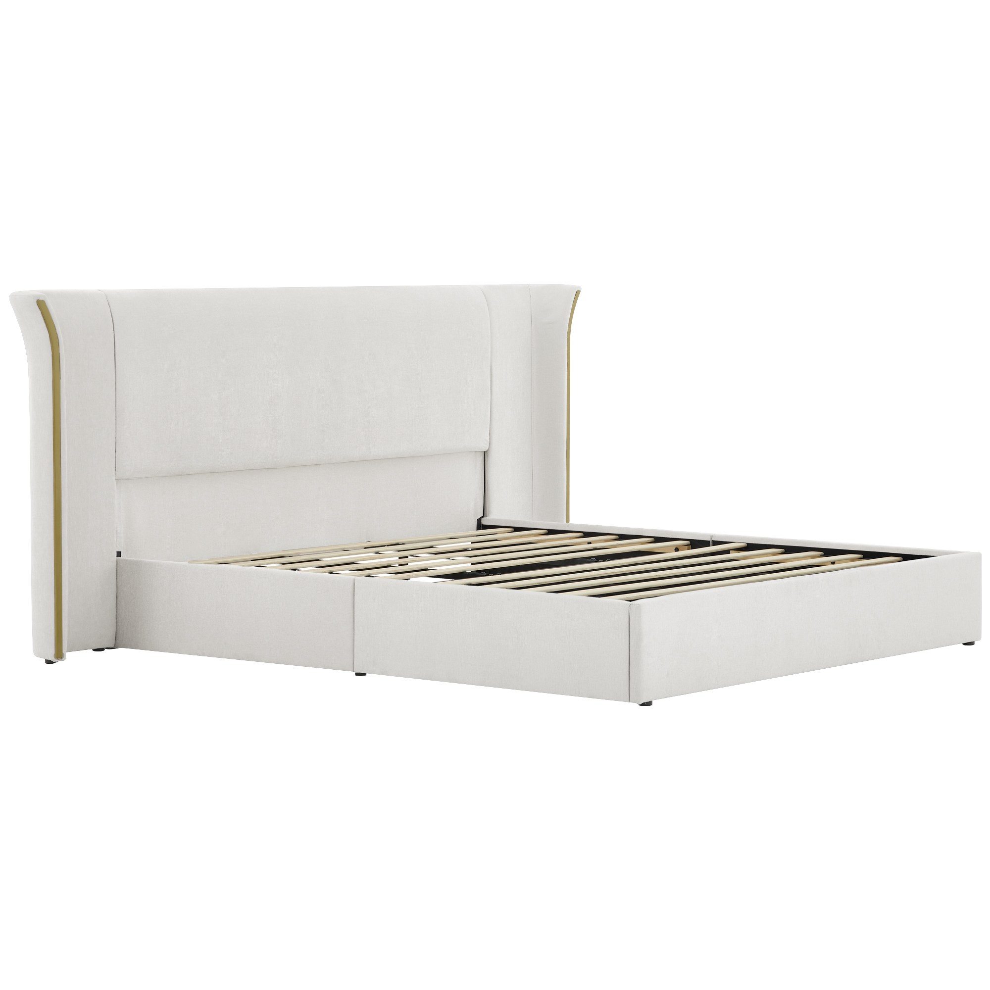King Size Luxury Wing‑Back Upholstered Bed Frame