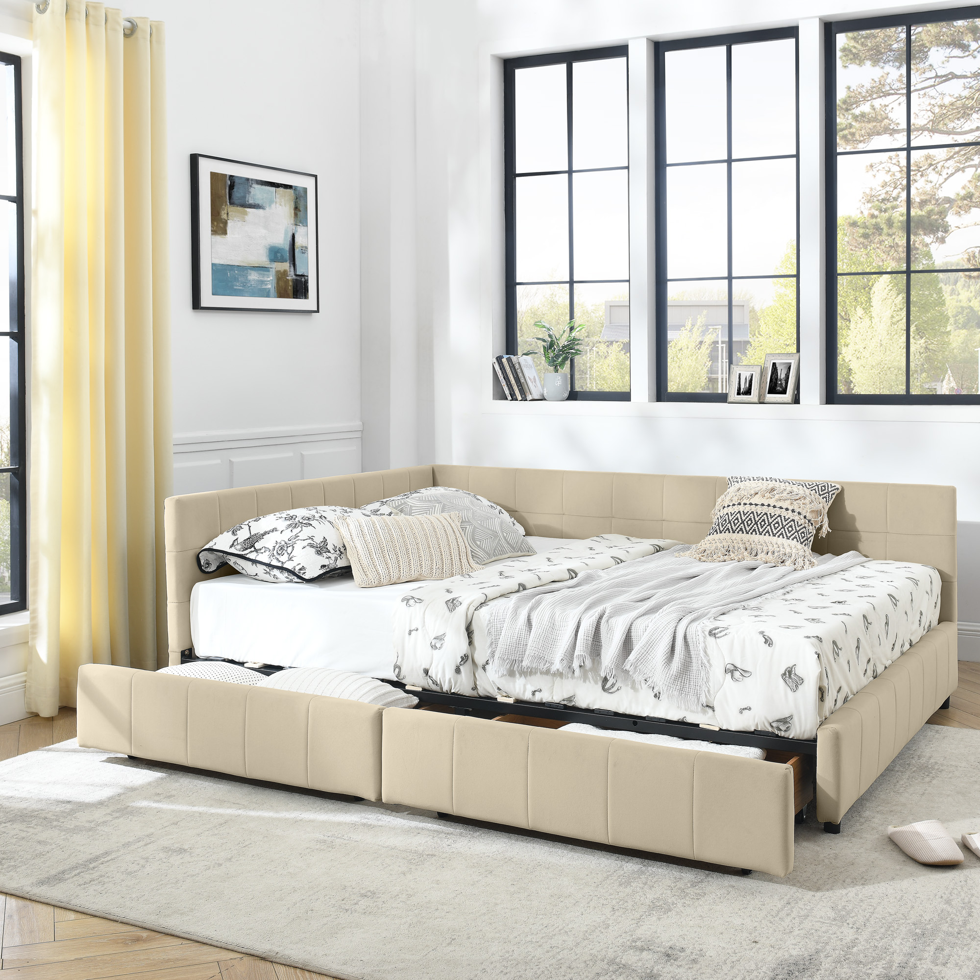Queen Size Storage Upholstered Tufted Bed Frame