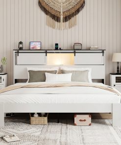 Metal King Size Bed Frame With Charging Station