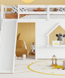 Solid Pine Wood Low Loft Bed Frame