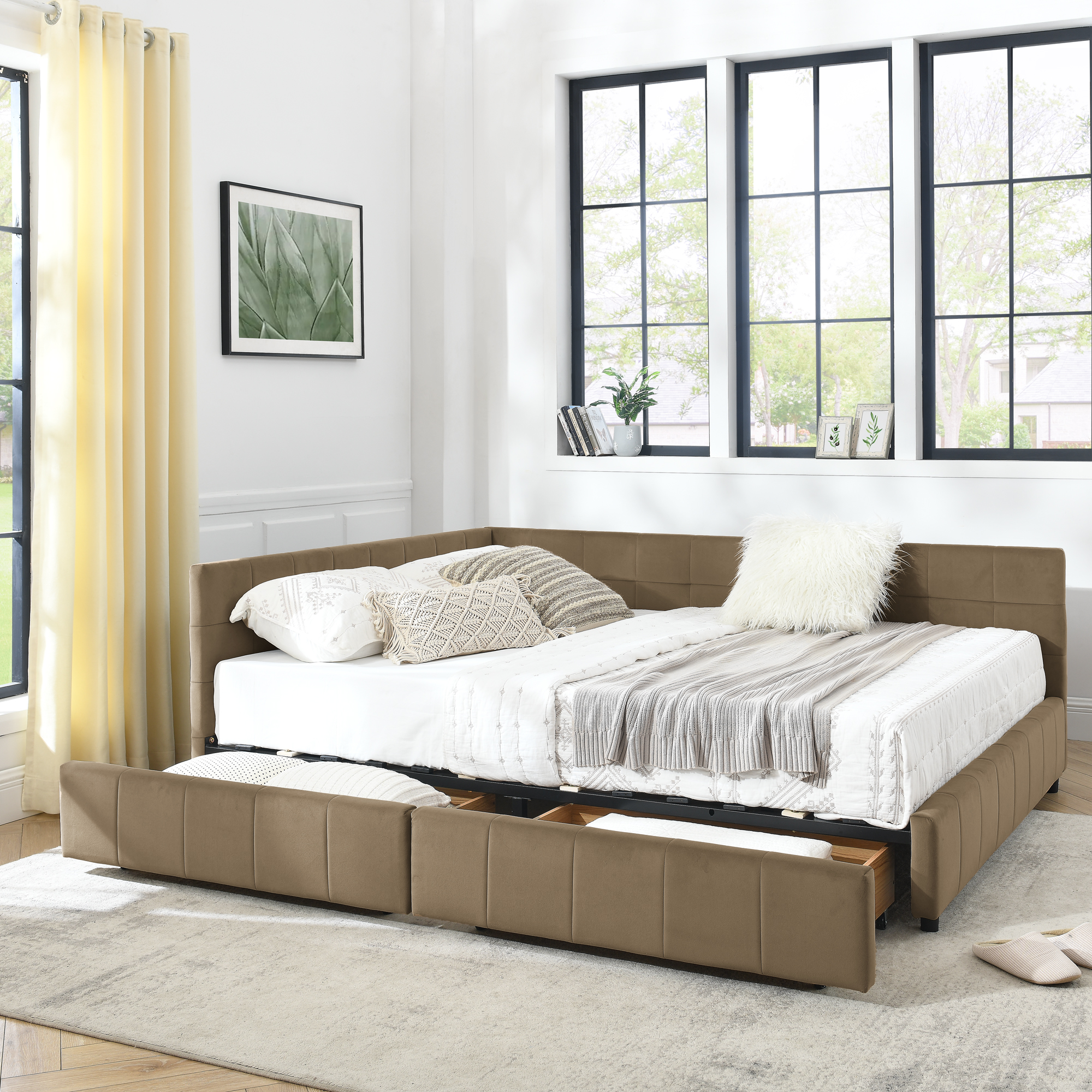 Queen Size Storage Upholstered Tufted Bed Frame