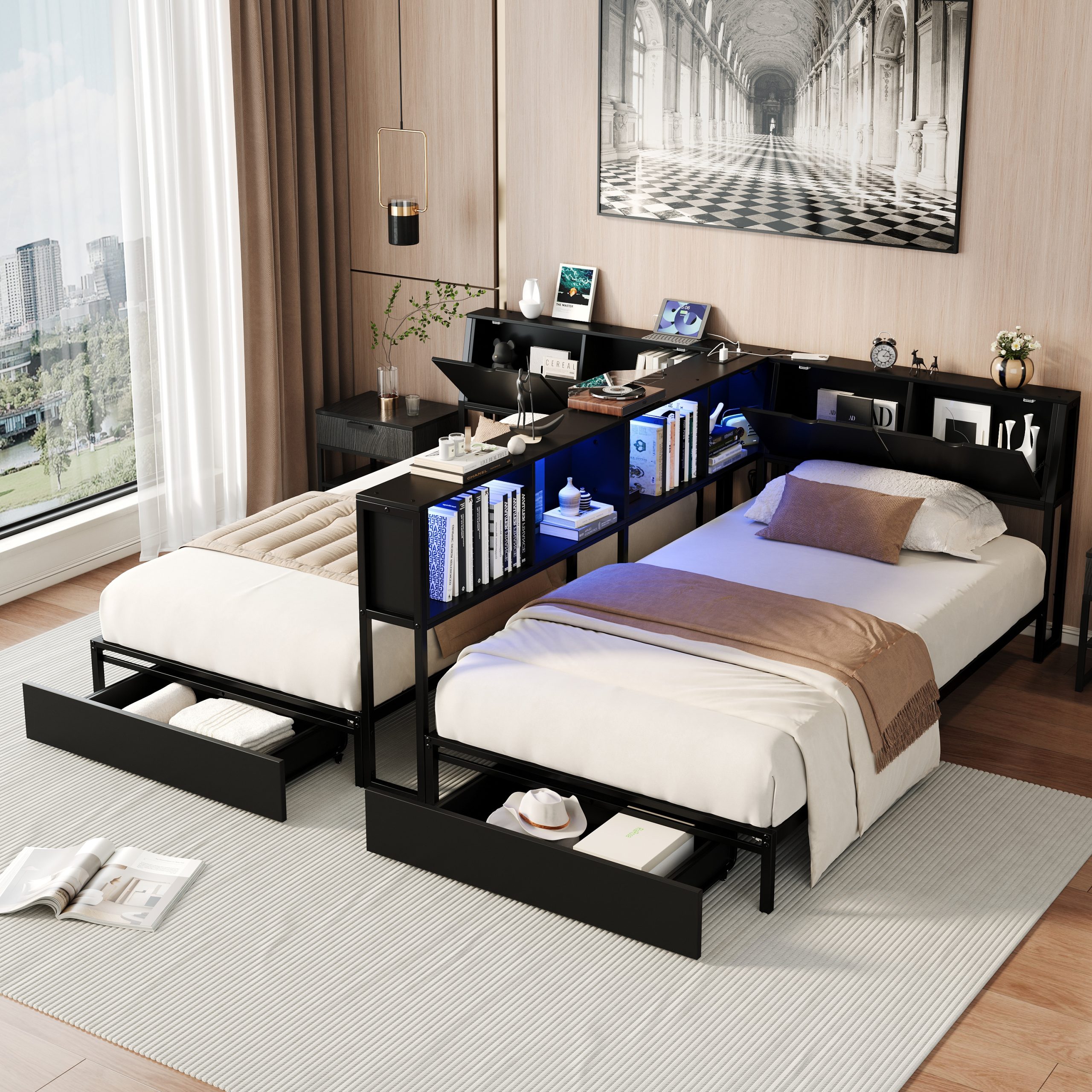 Double Twin Size Bed Frame