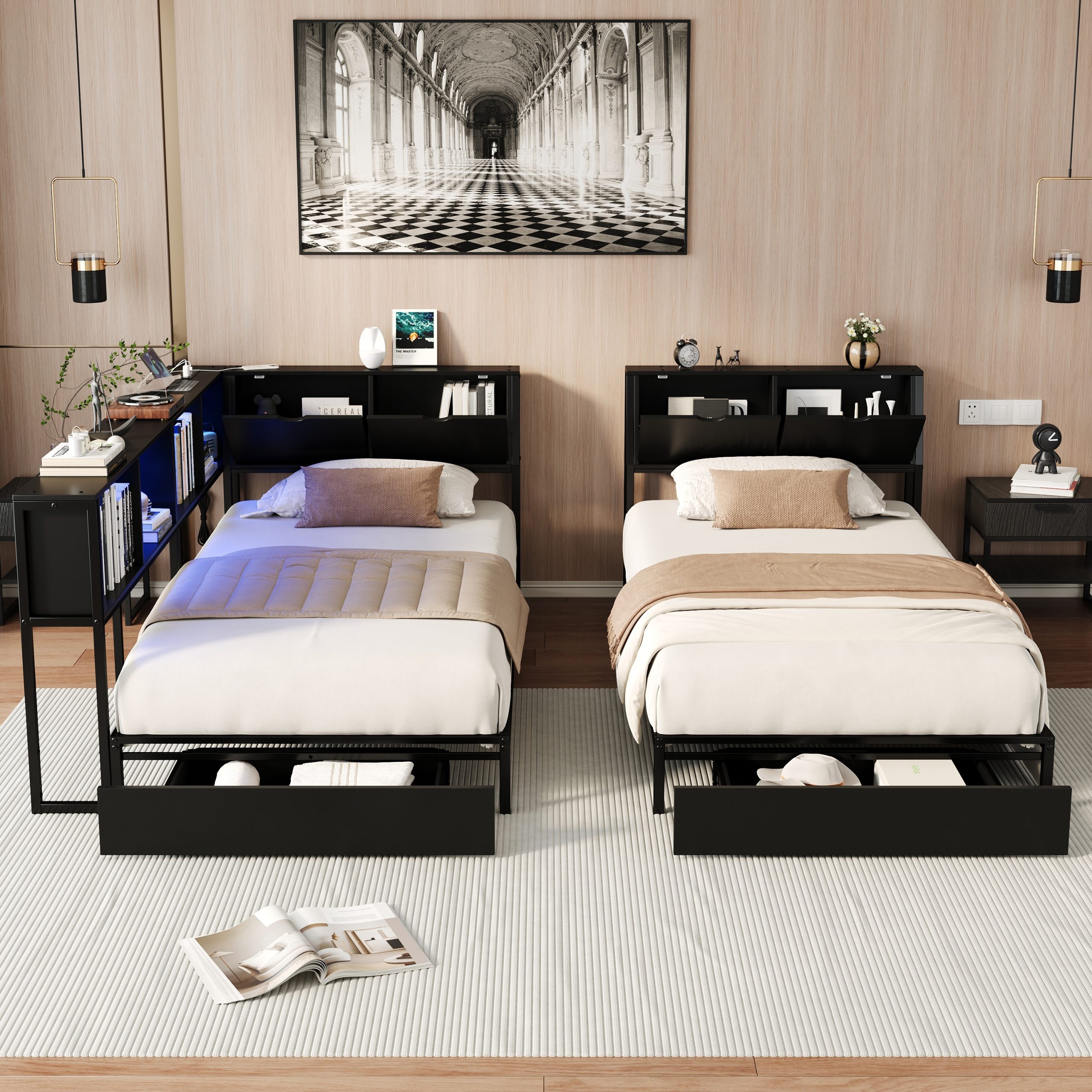 Double Twin Size Bed Frame