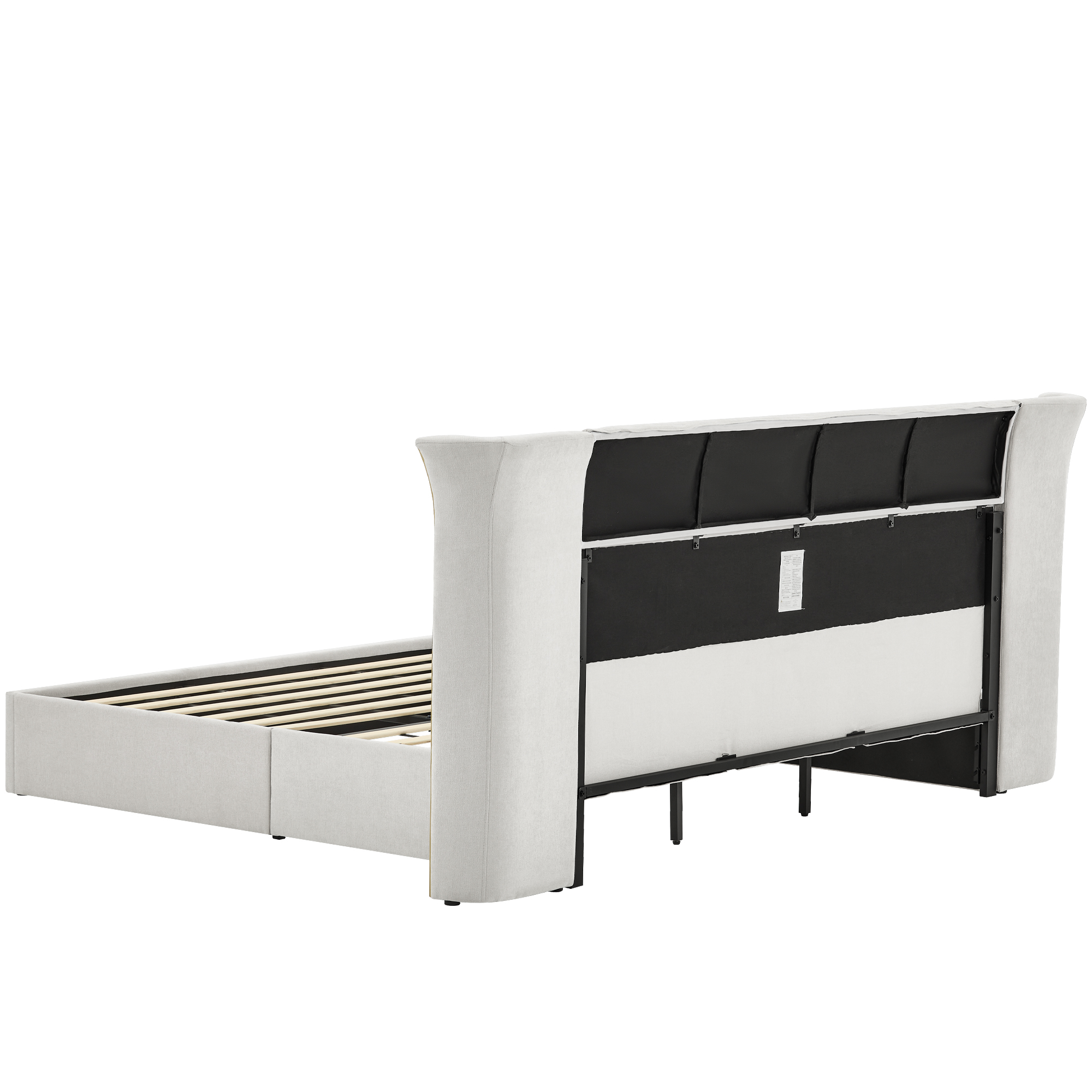 King Size Luxury Wing‑Back Upholstered Bed Frame