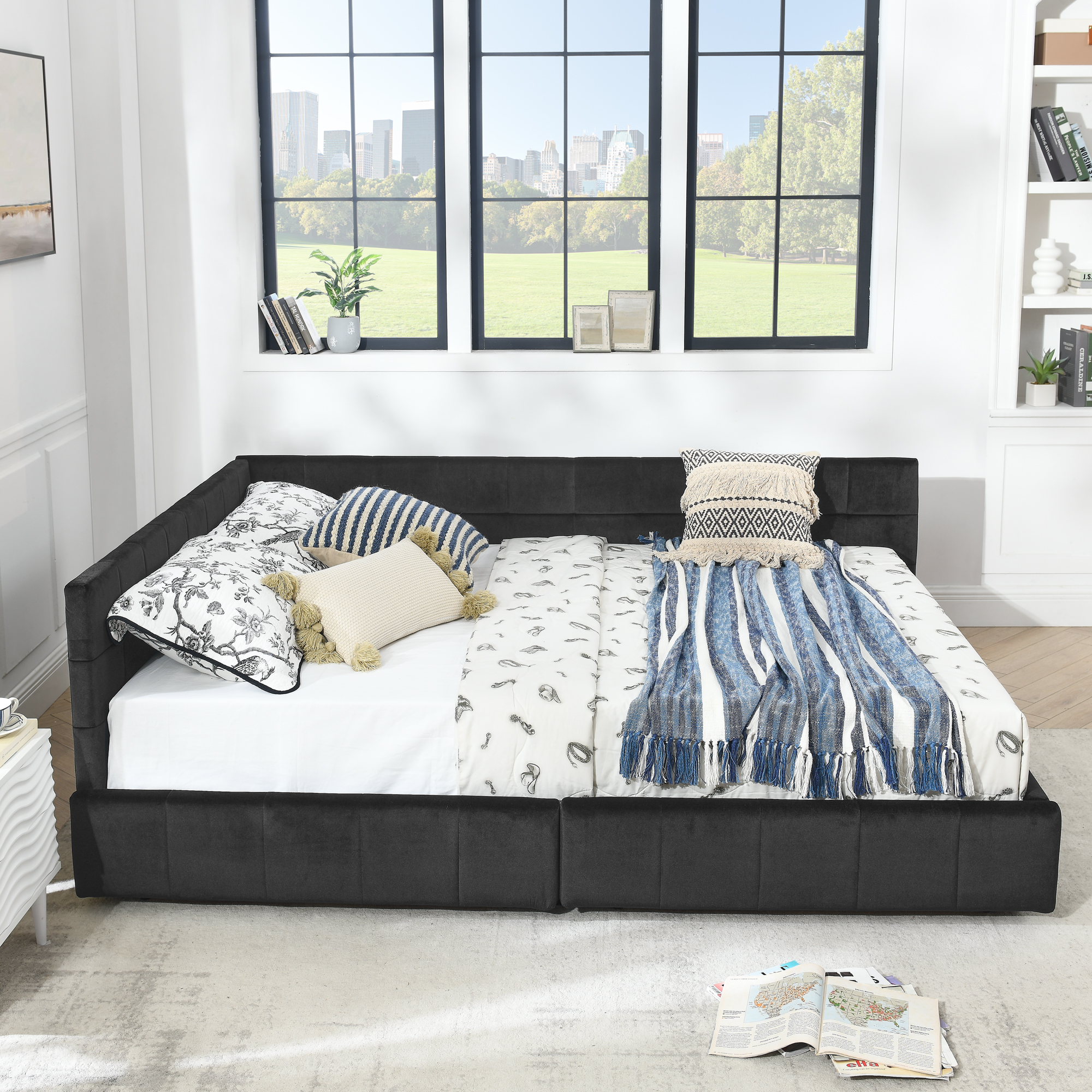Queen Size Storage Upholstered Tufted Bed Frame