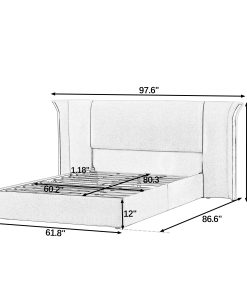 Queen Size Luxury Wingback Upholstered Bed Frame