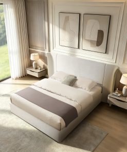 Queen Size Luxury Wingback Upholstered Bed Frame