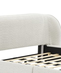 Queen Size Boucle Fabric Upholstered Bed Frame