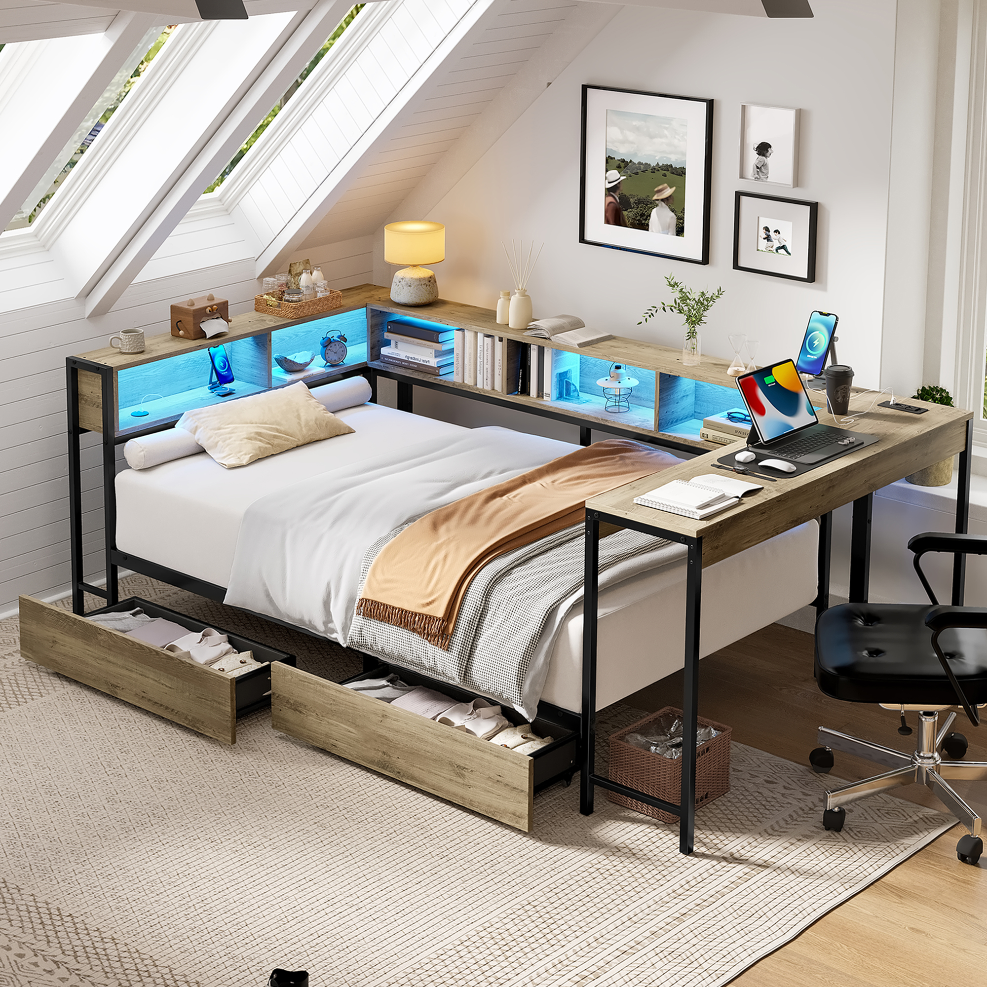 Corner Bed Frame Queen Size