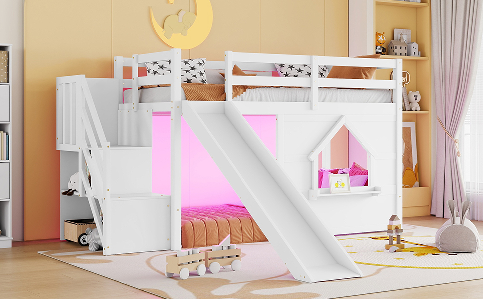 Solid Pine Wood Low Loft Bed Frame