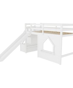 Solid Pine Wood Low Loft Bed Frame