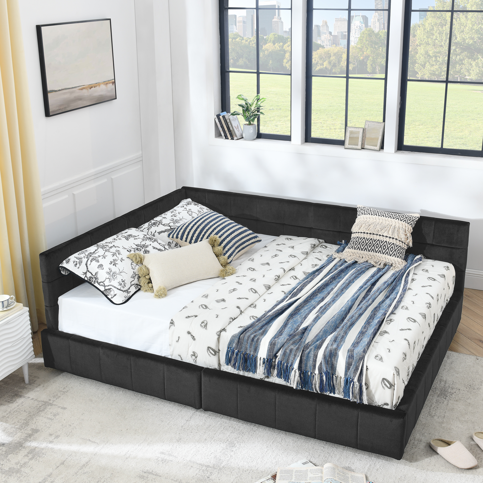 Queen Size Storage Upholstered Tufted Bed Frame