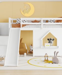 Solid Pine Wood Low Loft Bed Frame