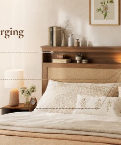 King Size Bed Frame with Rattan Headboard