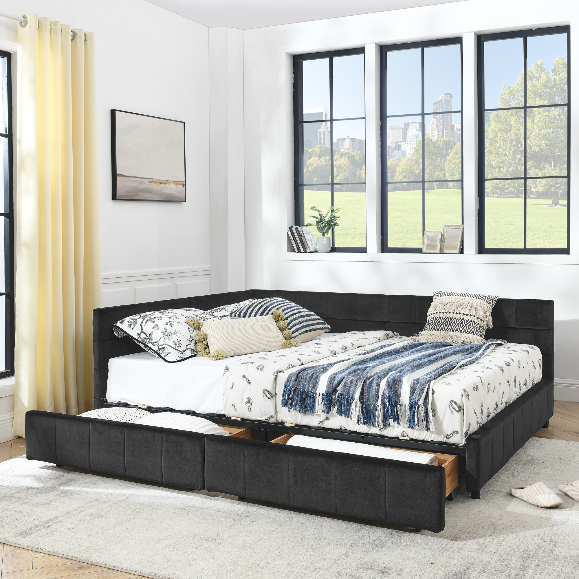 Queen Size Storage Upholstered Tufted Bed Frame