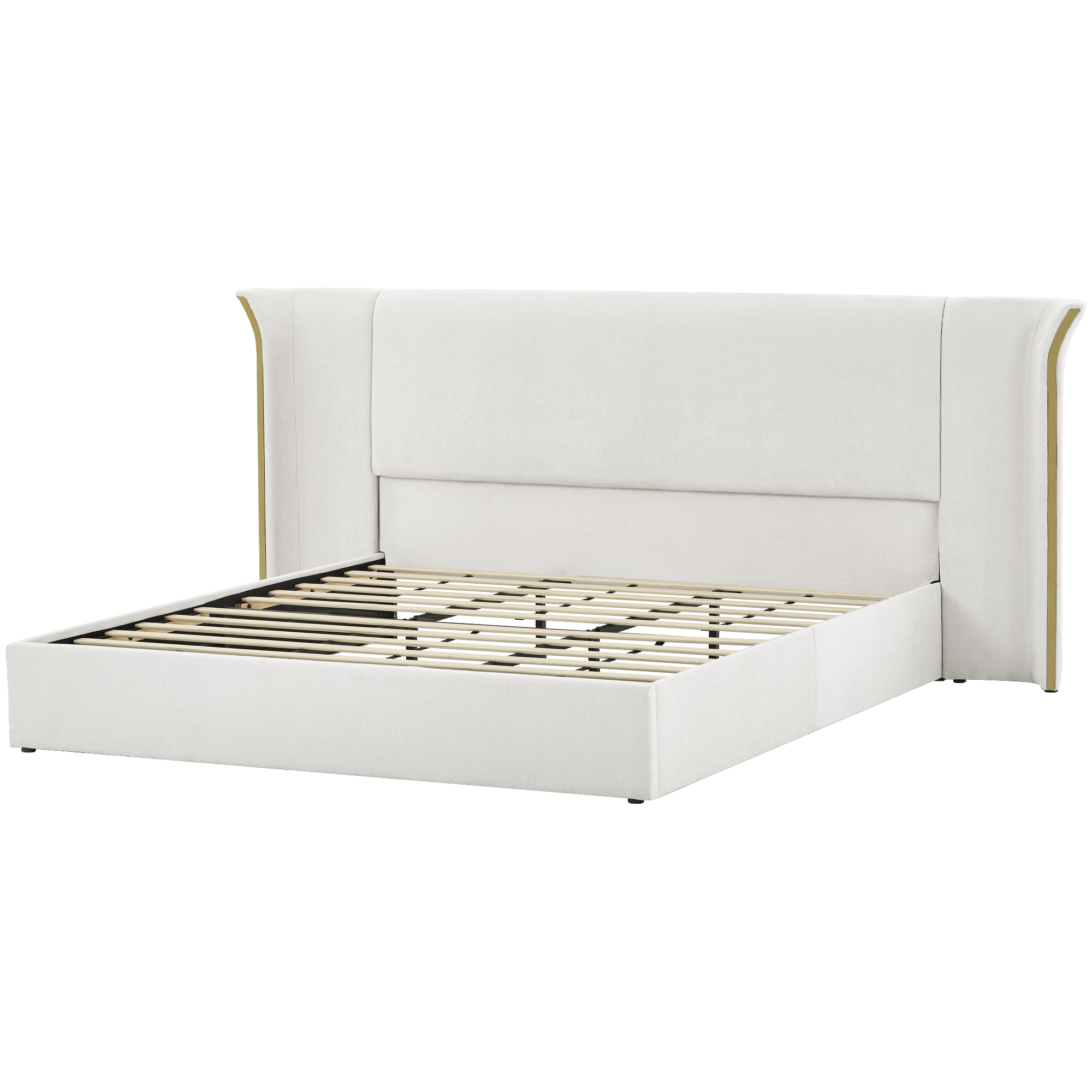 King Size Luxury Wing‑Back Upholstered Bed Frame