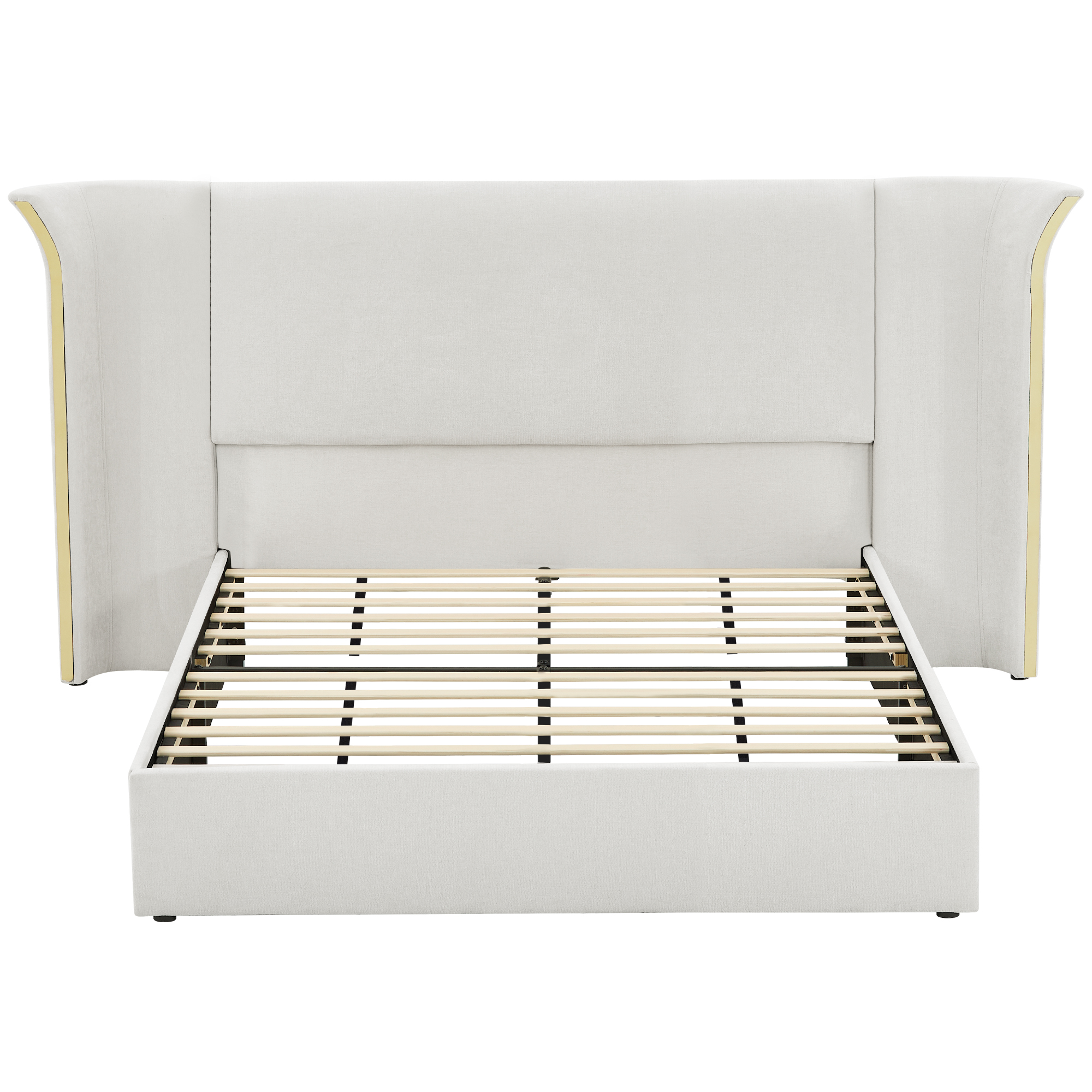 Queen Size Luxury Wingback Upholstered Bed Frame
