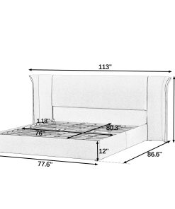 King Size Luxury Wing‑Back Upholstered Bed Frame
