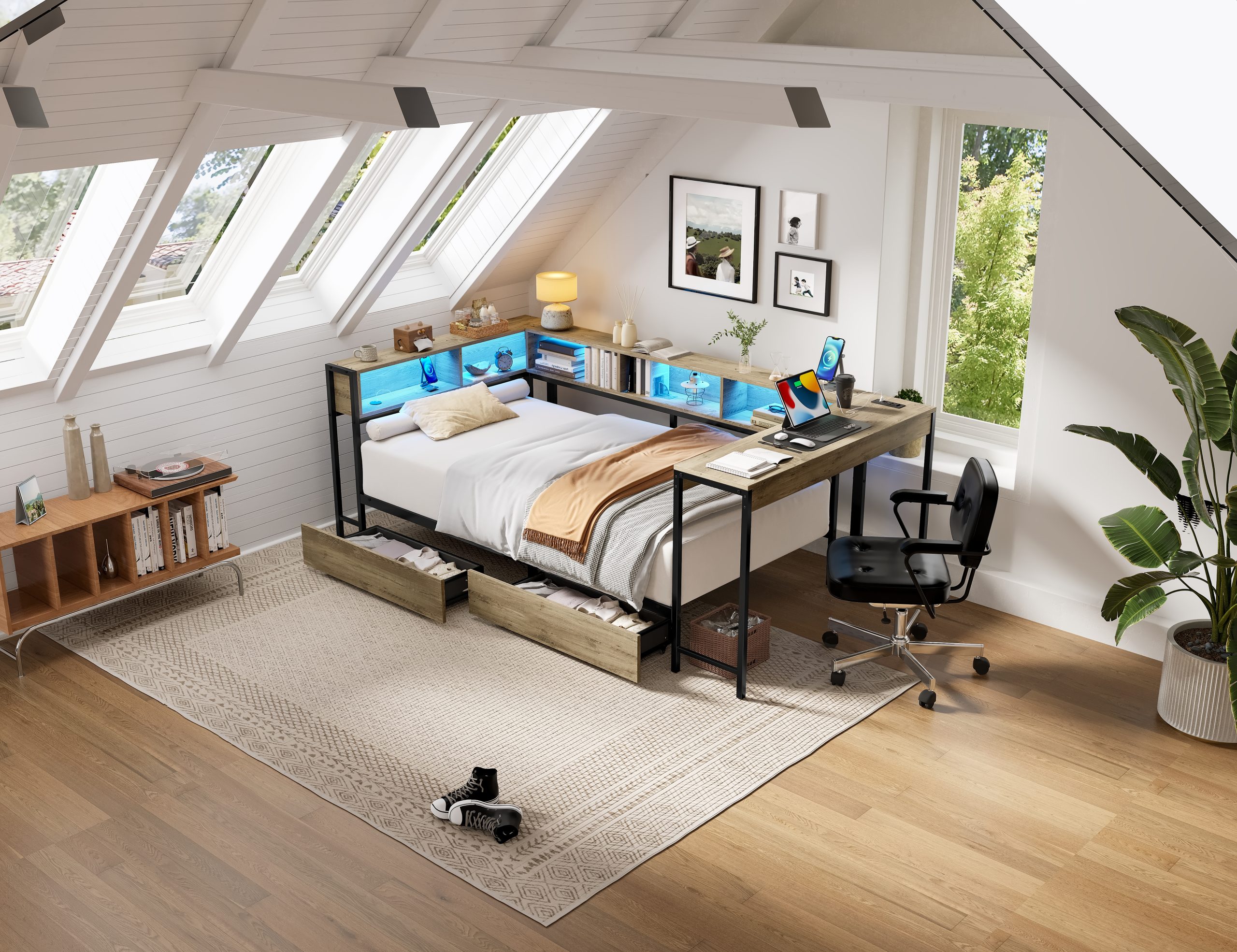 Corner Bed Frame Queen Size