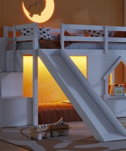Solid Pine Wood Low Loft Bed Frame